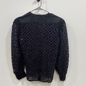 Vintage Escada by Margaretha Ley Black and Purple Polka Dot Blouse